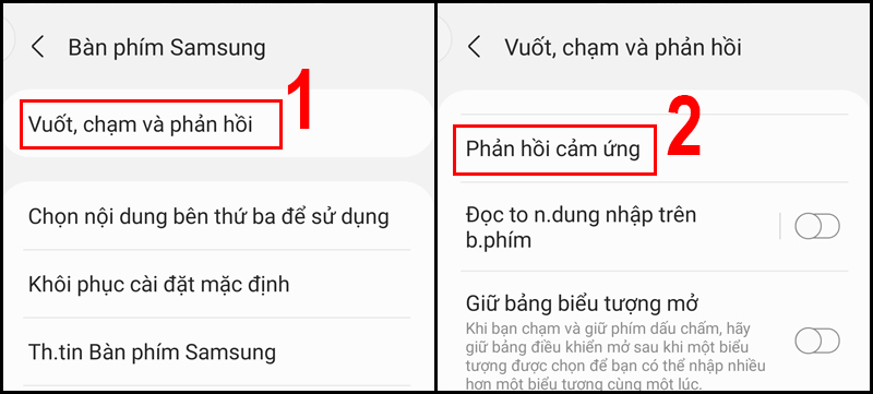 Chọn Phản hồi cảm ứng